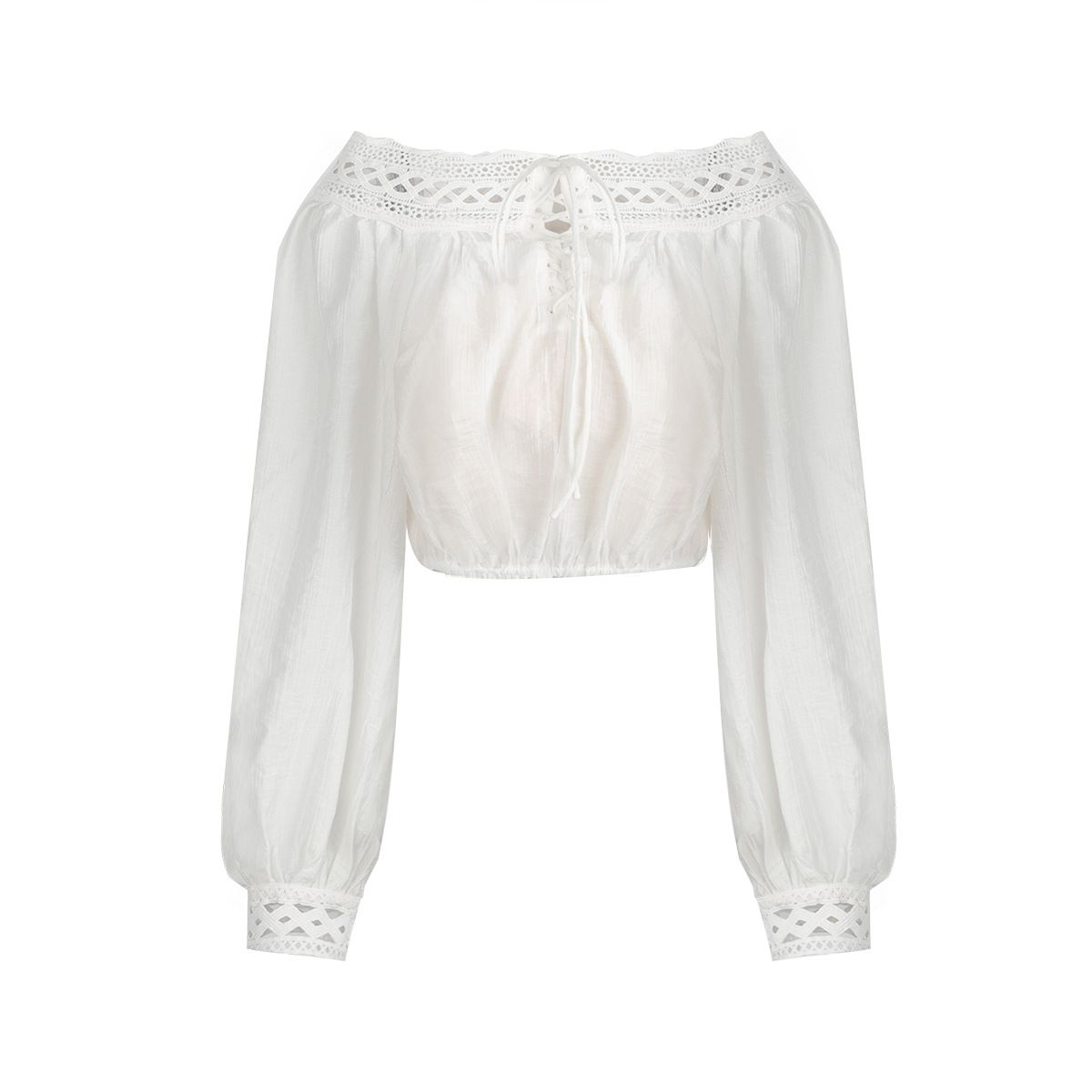 【Floating Life Half Day】High-end Design Sense Hollow Lace Off-shoulder Tube Top A-line Set Long Skirt_ecoleips.com
