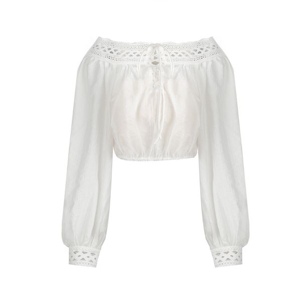 【Floating Life Half Day】High-end Design Sense Hollow Lace Off-shoulder Tube Top A-line Set Long Skirt_ecoleips.com