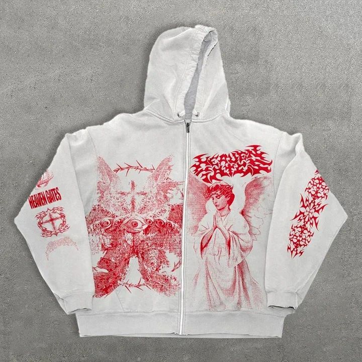 Unisex American Style Spring Autumn Angel 3D Print Hoodie Y2K Retro Loose Sweatshirt for Women_ecoleips.com