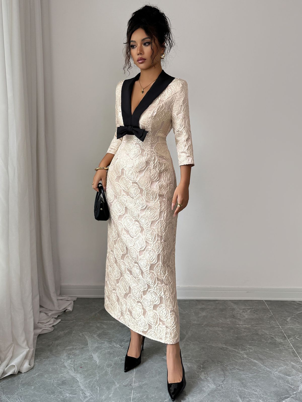 Elegant Short Sleeve Qipao Bodycon Dress – Women’s Slim Fit Cheongsam (Breathable & Stretchy) – Fall/Winter Fashion_ecoleips.com