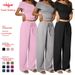 Women's Off-Shoulder Crop Top With High-Waisted Pants Set, Ribbed Knit Two-Piece Outfit For Night Out_ecoleips.com