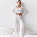 European And American Style White Knitted Sleeve Long Pants Comfortable Breathable Pajama Set Summer New_ecoleips.com