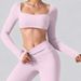 High Elastic Breathable Yoga Long Sleeved T-Shirt Top With Detachable Chest And Thumb Buckle Sports Sweatshirt_ecoleips.com