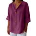 Women's Clothing Women's Loose Fitting Button Top Long Sleeve Cotton Linen Blend Split Casual Fashion T-Shirt For Autumn Winter_ecoleips.com