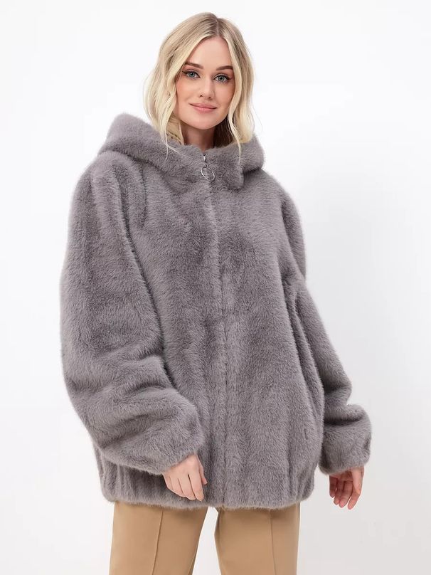 Unisex Eco Faux Fur Zip Hoodie – Trendy Winter Fleece Jacket With Cozy Pockets & Windproof Design (Dark Grey/Light Grey) – Streetwear Oversized Fit_ecoleips.com