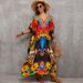 Women's Rayon Printed Beach Cover-Up Dress – Lightweight Loose Fit Swimwear Cover-Up, Bikini Wrap, Sun Protection Long Dress, One Size Fits Most_ecoleips.com