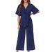 Women's Clothing Summer Women's Solid Color V Neck Jumpsuit Simple Design Short Sleeved Clothing For Ladies_ecoleips.com