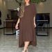 Women's Clothing Women's Summer Style Loose Casual Stitching Solid Color Short Sleeved Cotton And Linen Dress_ecoleips.com