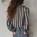 Women's Bohemian Striped V-Neck Flounce Blouse - Slim Fit Casual Loose Shirt (S-XXL, 3 Colors)_ecoleips.com