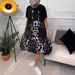 Women's Round Neck Loose Printed Casual Dress Fashionable Comfortable Fit_ecoleips.com