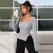 Voya Women's Clothing European And American Women's Clothing With Slit Design, Slim-fit Long-sleeve Irregular Slimming Short Base_ecoleips.com