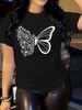 European And American Cross-border Foreign Trade Clothing, Simple Butterfly Round-neck Printed Women's Short-sleeve_ecoleips.com