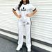 Summer Fashion Two Piece Set Women's European American Style Crew Neck Short Sleeve T-Shirt And Casual Pants Letter Print_ecoleips.com