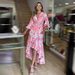 Women's Clothing V Neck Slim Fit Long Skirt Bubble Long Sleeve Irregular Ruffle Dress_ecoleips.com