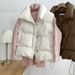 Women's Quilted Puffer Vest With Stand Collar - Lightweight Winter Layering In Khaki/White/Black | M To 2XL_ecoleips.com