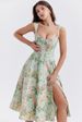 Summer New European And American Style Waist-cinching Short-sleeved Slimming Long With Straps, Sexy Slit Floral Dress_ecoleips.com