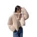 girl Girl Girl 2025 New Lamb Wool Patchwork Down Cotton For Women, Reversible Large Collar Short Coat, Korean Style Puffer Jacket_ecoleips.com