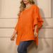 Women’s Solid Round Neck Drop Shoulder Top – Flounce Sleeves & Asymmetric Hem For Trendy Elegance_ecoleips.com
