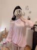 Two-Tone Striped Sheer Sun Protection Shirt, Summer 2026 New Casual Loose Lightweight Long-Sleeve Top With Chest Pads_ecoleips.com
