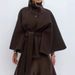 2025 Autumn Winter New European American Cross-Border Elegant Stand Collar Button Cape Belt Solid Color Trench_ecoleips.com