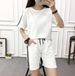 Three-stripe Short-sleeve Shorts Sports Suit 2024 Summer Women's Loose Sweatshirt Student Running Casual Two-piece Set_ecoleips.com