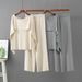 Women's Off-Shoulder Knit Set European American Style Solid Color Summer Top Wide Leg Pants Two Piece Casual Elegant Outfit_ecoleips.com