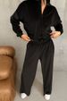 New European And American 2025 Fashion Women's Long-sleeved Lapel Zipper Cardigan Sweater Fleece Shirt Trousers_ecoleips.com
