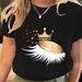 Foreign Trade Clothing, European And American Retro New Eyelash Design Women's Short-sleeve T-shirt_ecoleips.com