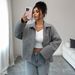 Women's Elegant High-Collar Zip-Up Long Sleeve Jacket - Polyester Woven Outerwear For Fall & Winter_ecoleips.com