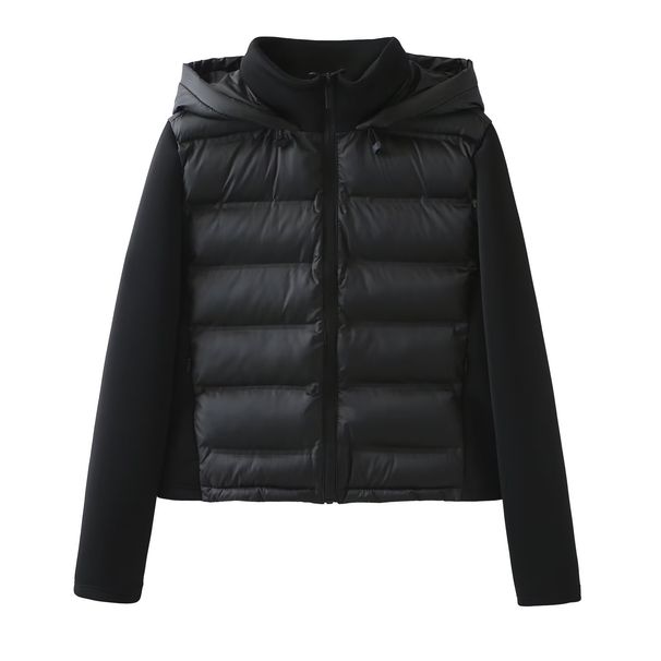 Slim-Fit Hooded Puffer Jacket For Women – Minimalist & Versatile Long Sleeve Coat, Lightweight Polyester Blend For Fall & Winter_ecoleips.com