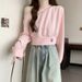 European American Style Short Sweatshirt For Petite Women, Autumn Loose Fit, Versatile, With A Diagonal Neckline And_ecoleips.com