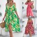 Real Shot Of Spring/summer European And American Off-shoulder Cross V-neck Floral Strap Long Dress For Vacation._ecoleips.com