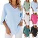 Women's Clothing Spring And Summer New Solid Color V Neck Mid Sleeve Loose Chiffon Shirt Women's Top_ecoleips.com