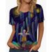Women's Clothing New Round Neck Women's Round Neck Short Sleeve Letter 3 Printed Women's Shirt Casual Floral Printed Clothes_ecoleips.com