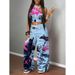 Women's Midriff Baring Two Piece Set Tank Top And Wide Leg Pants Sports Street Style Hip Hop Suit_ecoleips.com