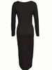Women's Elegant Low-Cut Round Neck Long Dress_ecoleips.com