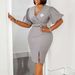 Women's Clothing Lantern Sleeve Summer V Neck Fashion Hip Wrapped Dress_ecoleips.com