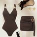 Women's High-Waisted One-Piece Swimsuit Sexy Beachwear Hot Spring Bathing Suit Casual Comfortable Swimwear_ecoleips.com