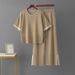 Summer Short Sleeve Color Block Sportswear Set for Women Casual Two-Piece Top And Slit Pants Cross-Border Style 2024_ecoleips.com
