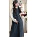 Autumn Winter New Korean Fashion 2-Piece Denim Maternity Dress For Pregnant Women_ecoleips.com