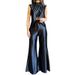 Women's Clothing Summer New Fashion Two-piece Summer Slit Loose Flared Pants Set_ecoleips.com