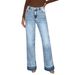 "Women's Slim Fit Flared Jeans - Light Blue Washed Denim With Stitching Detail For Casual Chic"_ecoleips.com