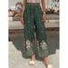 Holiday Style Women's Wide-leg Pants, Loose And Skin-friendly And Comfortable, Floral Pattern, Elastic Waist, Traveling Daily Commuting Party_ecoleips.com