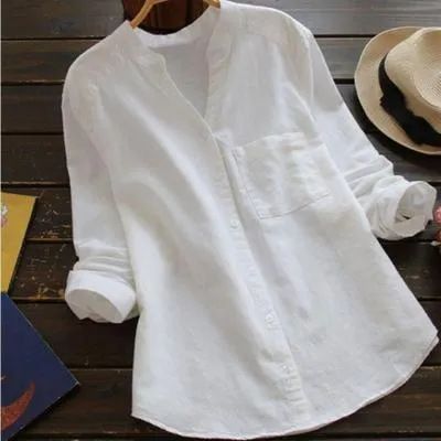 2026 New Shirt, Vintage Cotton-linen Spring Design, American Style, Loose-fitting Solid Color Casual Shirt_ecoleips.com