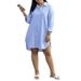 2026 Spring And Summer New Women's Clothing, Fashionable And Elegant Striped Lapel Single-breasted Loose Long Shirt_ecoleips.com