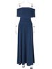 Hugcitar Elegant Slash Neck Short Sleeve Solid Ruched Sexy Bodycon Maxi Dress Fall Women Fashion Outfits Birthday Party Vacation_ecoleips.com