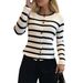 DiYun European And American Elegant Striped Long-Sleeve Vest Women's Clothing 2025 Autumn/Winter_ecoleips.com