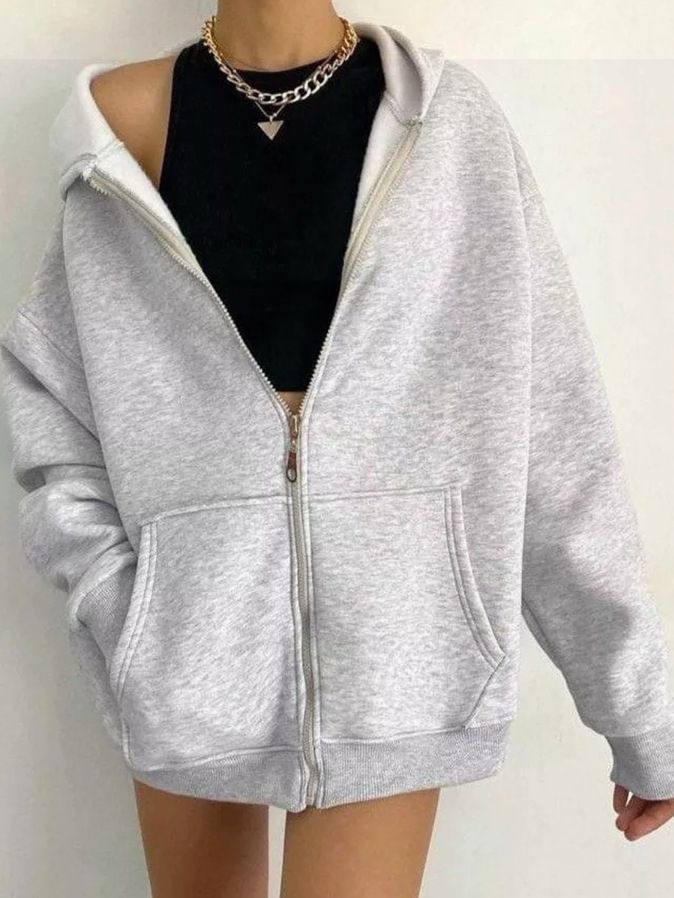 Women's Clothing Zip-Up Hooded Cardigan Coat - Soft Polyester Blend, Relaxed Fit, V-Neck, Pockets, Lightweight & Stylish (Dark Brown, Black)_ecoleips.com