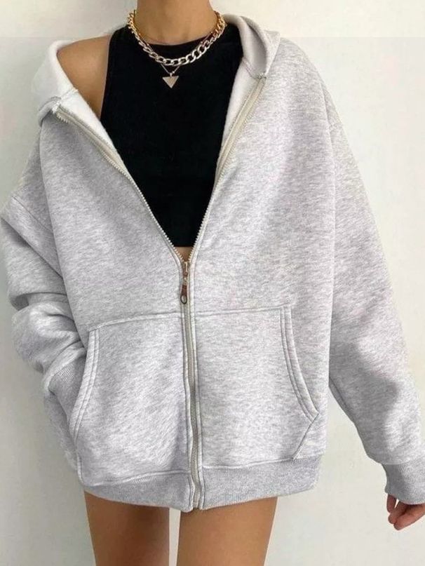 Women's Clothing Zip-Up Hooded Cardigan Coat - Soft Polyester Blend, Relaxed Fit, V-Neck, Pockets, Lightweight & Stylish (Dark Brown, Black)_ecoleips.com