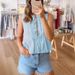 Women's Clothing Summer Y2K Hot Selling Solid Color Cotton And Linen Pleated Strap Women's Shirt_ecoleips.com